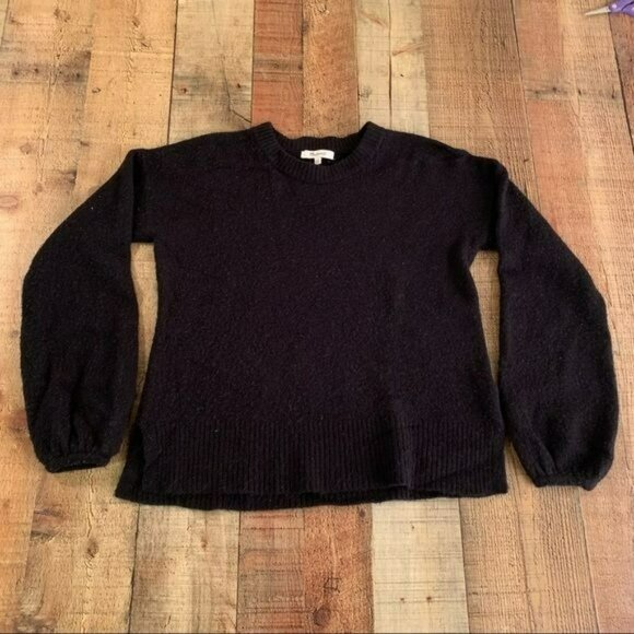 Madewell womens bell long sleeve soft knit sweater in black - XXS - Picture 1 of 7